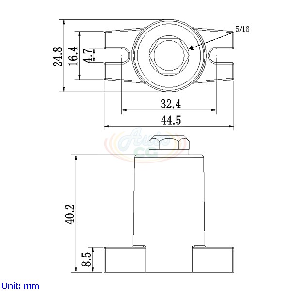T25 獨立端子電木座尺寸圖