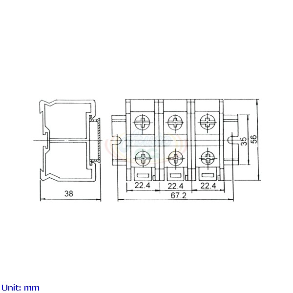 60A 轨道组合式端子台/端子盘